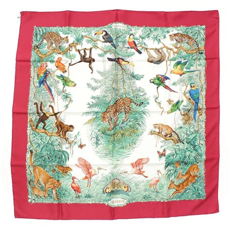 vintage hermes scarf forest and animals|authentic hermes scarf.